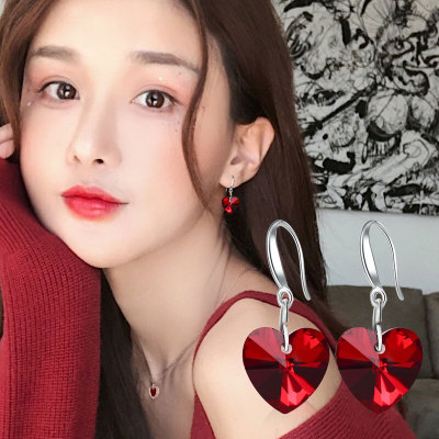 Silver 925 allergy resistant fashionable earring in the long matching earrings love girl temperament earring