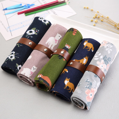 Creative binding roller curtain pen bag pen curtain multi-functional makeup brush storage bag