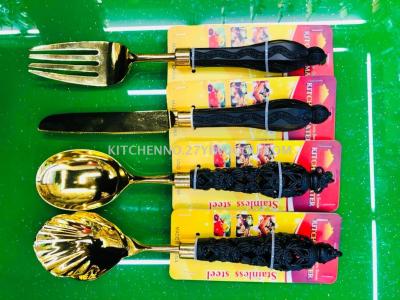 Gold-plated silver-zinc alloy communal tableware dividing spoon shell spoon table knife cake fork salad fork