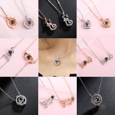 Languages I LOVE you projection necklace temperament Japanese and Korean versatile collarbone necklace