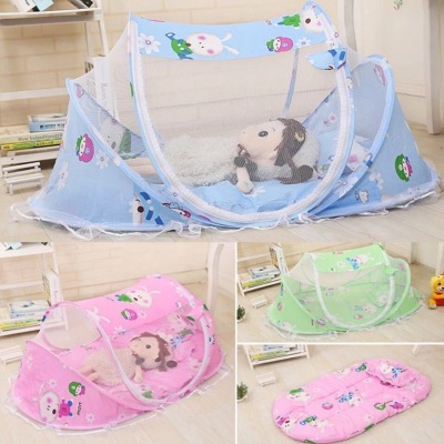 Summer folding baby mosquito net, baby mosquito net to send pillow fabric plus music