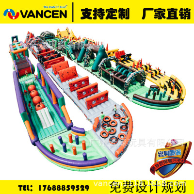 Customized fun games props naughty fort activities large outdoor land inflatable barrier barrier clearance race
