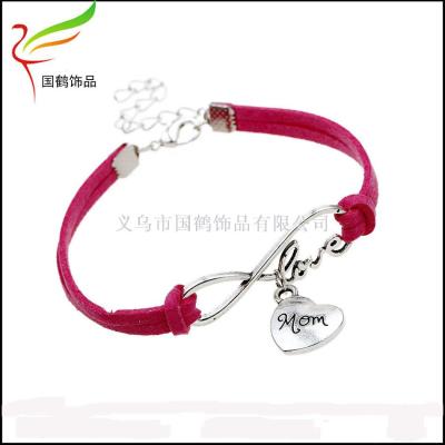 Korean velvet heart pendant infinity bracelet