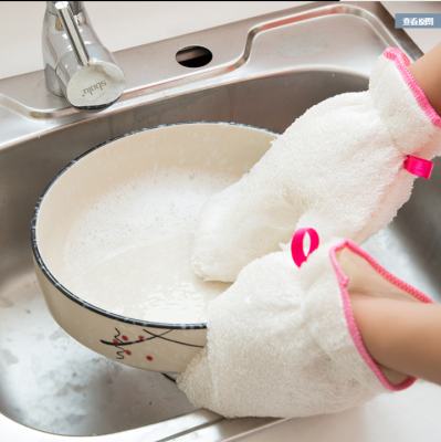 Dishwashing gloves bamboo fiber with velvet dishwashing utensils kitchen articles waterproof cleaning cloth