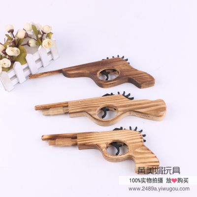 Tourism crafts wholesale long double pipe wooden gun wooden wooden toy gun children wooden gun