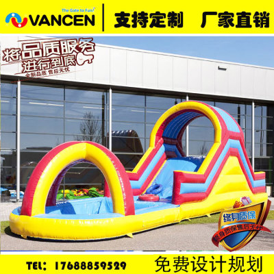 Guangzhou direct sale outdoor large PVC inflatable slide pool combination children inflatable water slide