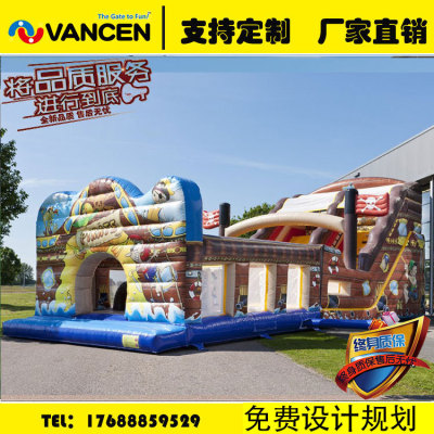 Manufacturers custom outdoor PVC pirates theme inflatable slide trampoline combination children's castle naughty castle 