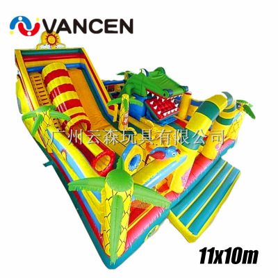 Customized Large Square Crocodile Theme Children's Inflatable Castle Slide Trampoline Paradise Bouncy Castl