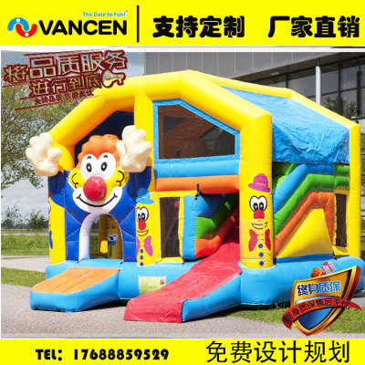 Children's inflatable castle outdoor large trampoline new inflatable slide dollhouse naughty castle playground equipment