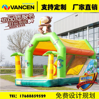 Children's inflatable castle outdoor large trampoline paradise naughty castle amusement equipment slide monkey jumping 