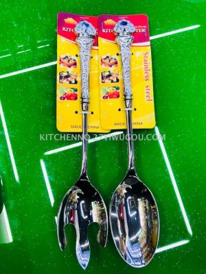 Hotel home zinc alloy communal spoon salad fork point auger gold plated