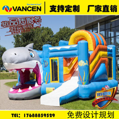 Factory direct children's amusement equipment inflatable shark slide inflatable castle trampoline parent-child 