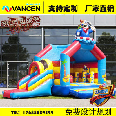 Manufacturer direct sale pirate theme inflatable trampoline combination unique personality slide custom inflatable 
