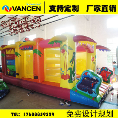 Guangzhou manufacturers direct dinosaur paradise inflatable trampoline household children castle jumpers wholesale 