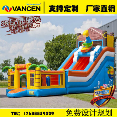 Bouncy castle is a custom-made children's snowboard-themed bouncy slide