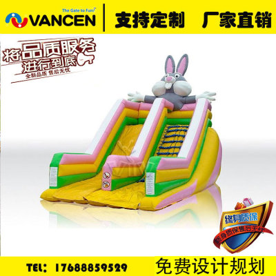 Guangzhou inflatable rabbit land slide water slide with pool combination inflatable castle paradise customized