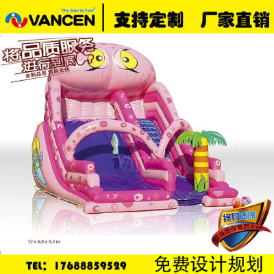 Outdoor large inflatable slide trampoline water park inflatable castle combination water slide custom