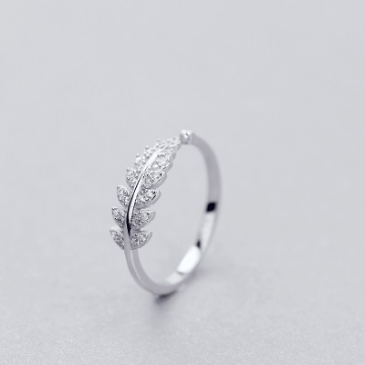 925 pure silver ring lady full diamond inlaid diamond leaf opening ring small fresh sweet leaf ring ring ring ring ring ring ring ring ring ring end ring