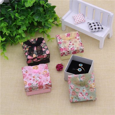 Wholesale square small jewelry box rose paper ring box heaven and earth cover ear stud jewelry box