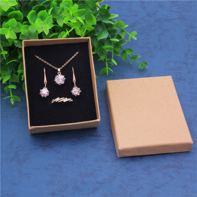Spot vintage gift box ring earrings set box tiandi cover kraft necklace pendant box wholesale