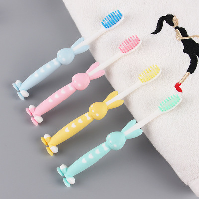 4 cartoon silicone antiskid children's suction toothbrush small head soft bristles 