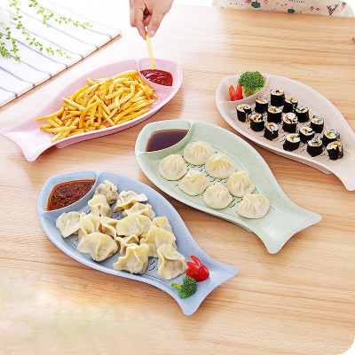 Creative fish-shaped dumpling plate wheat straw dumpling plate can be waterlogged dumplings plate 150g