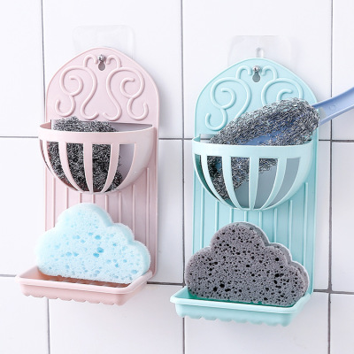 Creative double layer kitchen and bathroom shelving rack wall stick soap box rack soapy soap dripping water rack