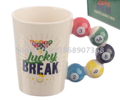 2019 ceramic creative billiards player cup ceramic personalized 3D handle cup 3D modeling cup gifts