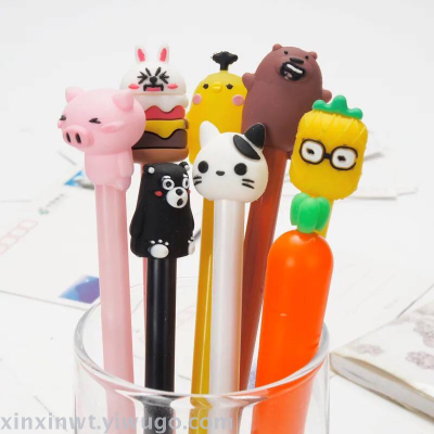 Factory direct sales cartoon head neutral pen south Korean students pen cute animation personality custom neutral pen