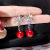 S925 silver needle Christmas snow studs Korea east gate temperament all take short red bead