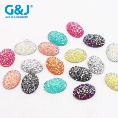 Natural Stone Convex Oval Gem Diamond in the Debris Face Resin Drill Hair Accessories Wholesale Sweater Chain