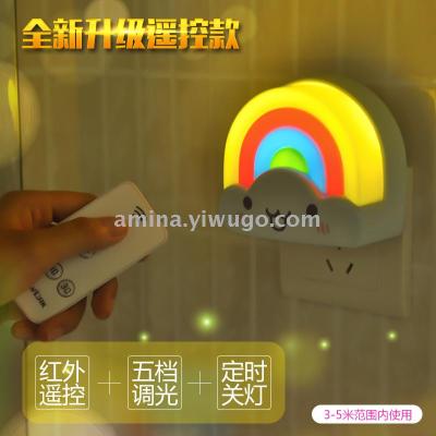 Mini rainbow colorful 3C small night light remote control sound-light creative new gift manufacturers wholesale