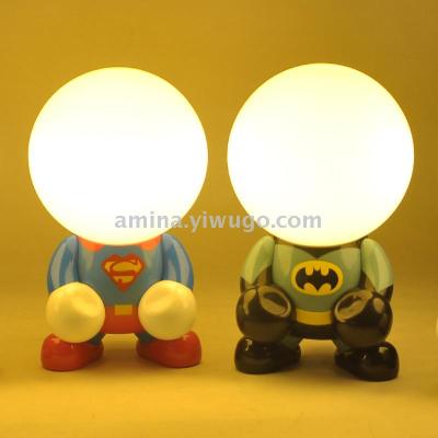 Led nightlight transformed into geek superman batman creative desk lamp USB charging cartoon lamp