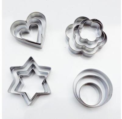 Stainless steel cake biscuit mould star shape heart shape round pattern Stainless steel 12 pieces set baking mould