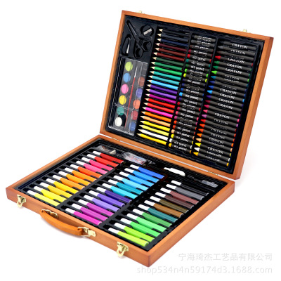 Creative wooden box set of 150 pieces of painting gift box set of art supplies for students kindergarten gifts wholesale