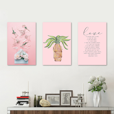 The Custom Nordic pink flower decorative painting optional creative hanging painting canvas painting five free shipping