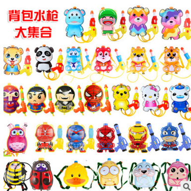 Summer new cartoon backpack water gun beach water toys pull type high pressure jet single figure search