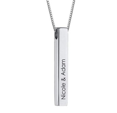 INFANTA JEWELRY Engraved 3D Bar Necklace Custom Personalized Jewelry for Mom