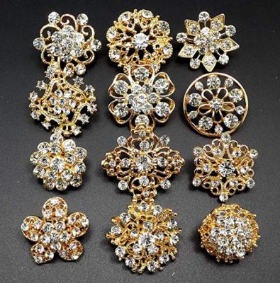 INFANTA JEWELRY Fashion Lot 24pc Clear Rhinestone Crystal Flower Brooches Pins