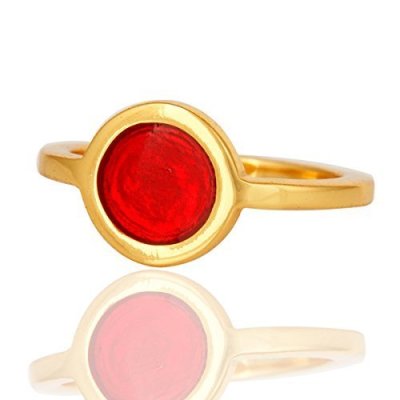 INFANTA JEWELRY 18k Gold Plated 925 Silver Red Enamel Stackable Ring Jewelry