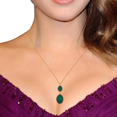 INFANTA JEWELRY 925 Sterling Silver Green Onyx Stone Pendant Necklace for Women