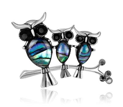 INFANTA JEWELRY Three Owls Brooch PIns Lovely Crystal Diamond Temperament Brooches for Women