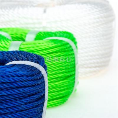 Blue Green 3 Strands Twisted Pe Monofilament Bundling Cord Rope In Coil
