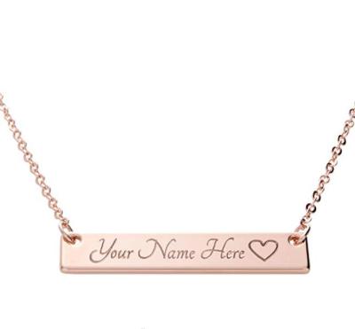 INFANTA JEWELRY Customizable Your Name Bar Necklace Same Day Shipping Gift 16k Rose Gold -Plated Name Bar Necklace