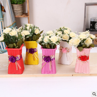 Rattan knitting creative plastic mini flower basket home decoration decoration table decoration flower