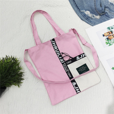 Korean harajuku canvas bag is a small artistic and artistic single-shoulder bag, which is fresh and simple and versatile