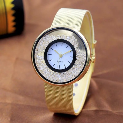 New leisure fashion steel band ball ladies watch foreign trade hot gold mesh band quartz watch women