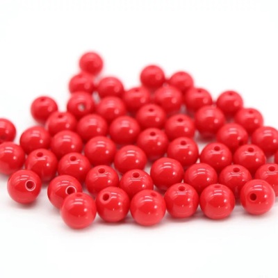 8# round bead porcelain red