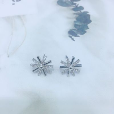 Earrings ear nails anti-allergy zircon biscuits han version Earrings fashion simple lady Earrings