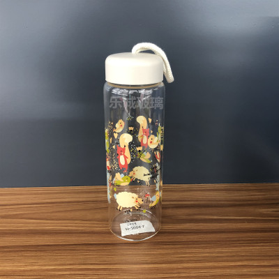 Printed Borosilicate Hard Glass Plastic Cover Cold Kettle Water Cup